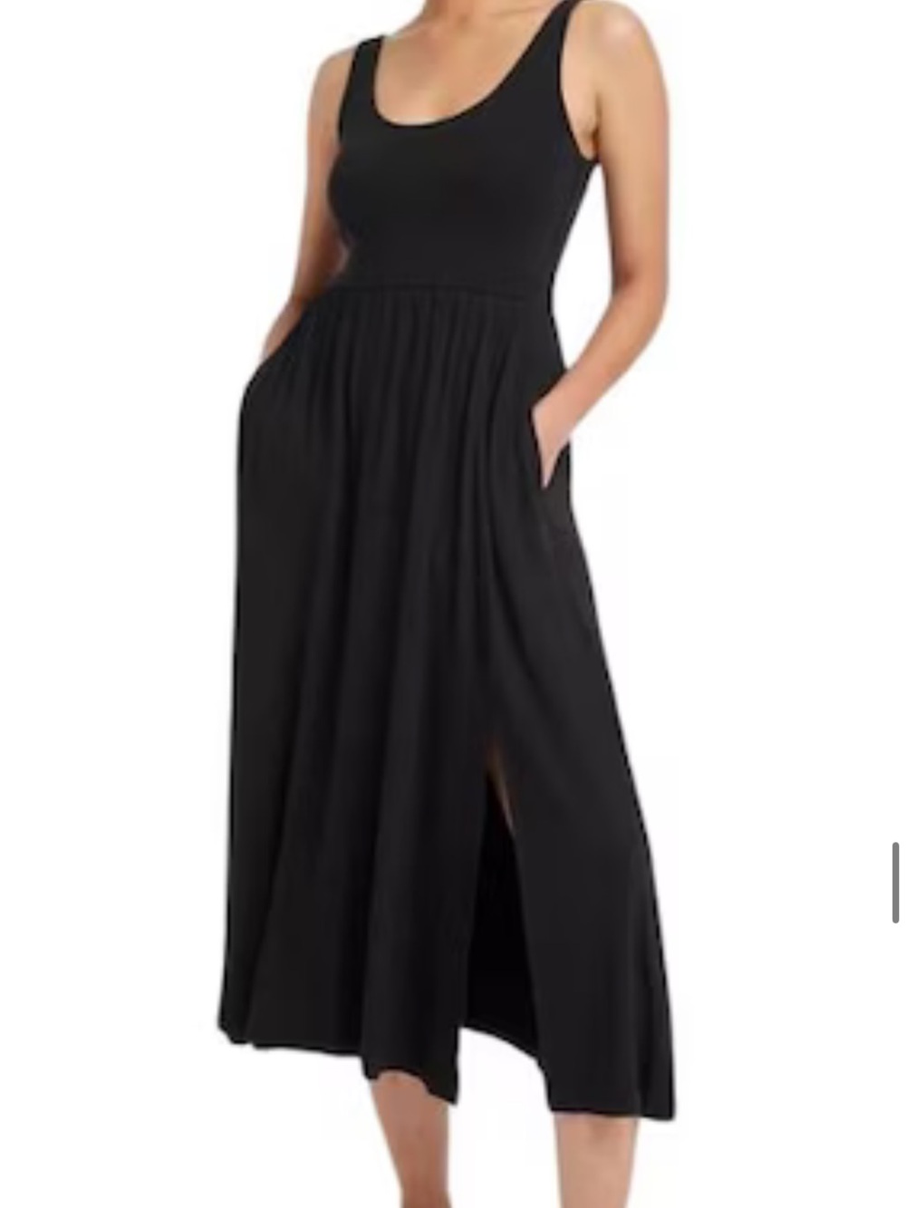 a new day Black Midi Dress with Side Slit and Pockets. Very Soft and Lightweight